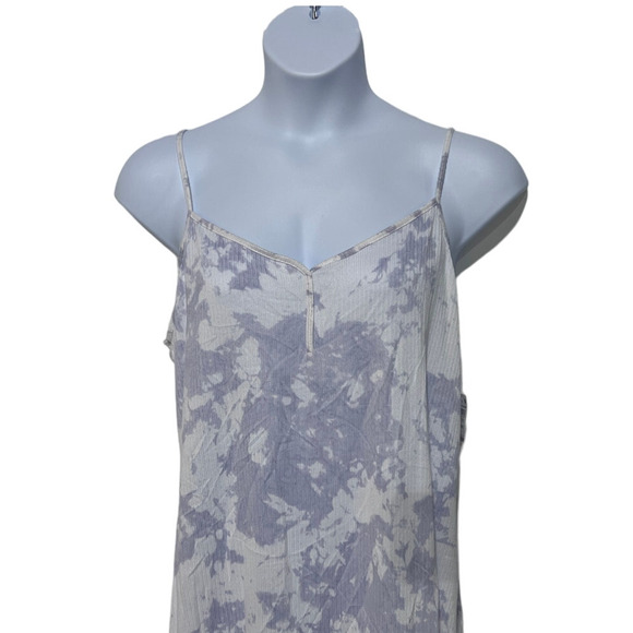 JENNI WOMENS SIZE MEDIUM RIBBED CHEMISE NIGHTGOWN PASTEL TIE DYE PURPLE WHITE - Picture 5 of 10